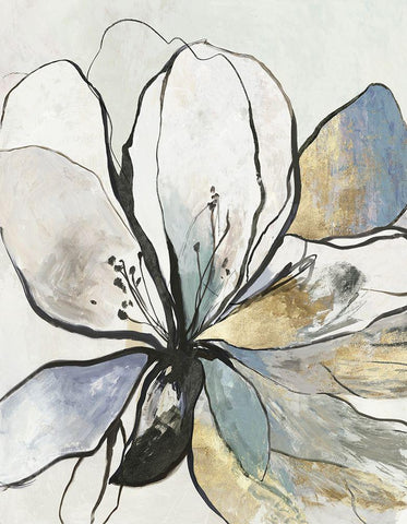 Outlined Floral II White Modern Wood Framed Art Print with Double Matting by Jensen, Asia