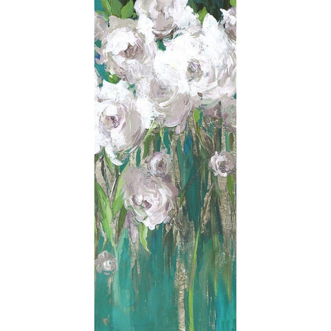 Roses on Teal I  Black Modern Wood Framed Art Print by Jensen, Asia