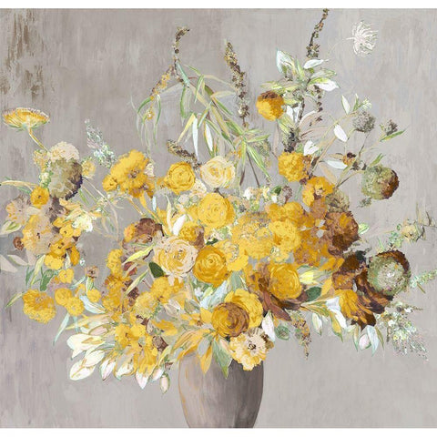 Summer Yellow Bouqet White Modern Wood Framed Art Print by Jensen, Asia