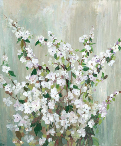 Teal Bloom White Modern Wood Framed Art Print with Double Matting by Jensen, Asia