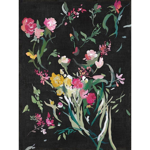 Midnight Blooming Botanicals I  Black Modern Wood Framed Art Print by Jensen, Asia