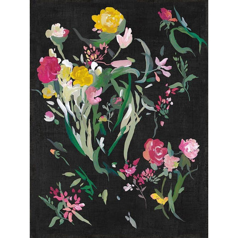 Midnight Blooming Botanicals II Black Modern Wood Framed Art Print with Double Matting by Jensen, Asia