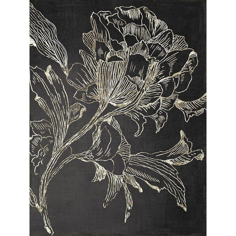 Golden Flower Folklore I Black Modern Wood Framed Art Print with Double Matting by Jensen, Asia
