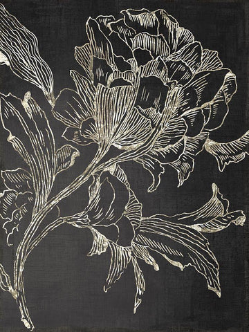Golden Flower Folklore I Black Ornate Wood Framed Art Print with Double Matting by Jensen, Asia