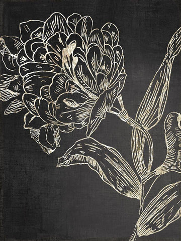 Golden Flower Folklore II White Modern Wood Framed Art Print with Double Matting by Jensen, Asia