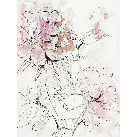 Pink Peony Blossom I  White Modern Wood Framed Art Print by Jensen, Asia