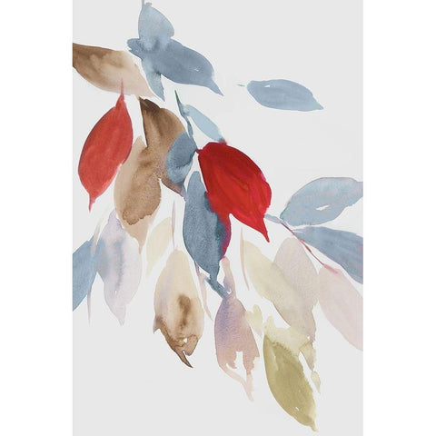 Fall Coloured Leaves I  White Modern Wood Framed Art Print by Jensen, Asia