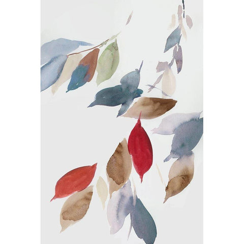 Fall Coloured Leaves II Black Modern Wood Framed Art Print with Double Matting by Jensen, Asia