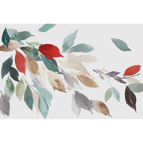 Fall Coloured Leaves III White Modern Wood Framed Art Print by Jensen, Asia