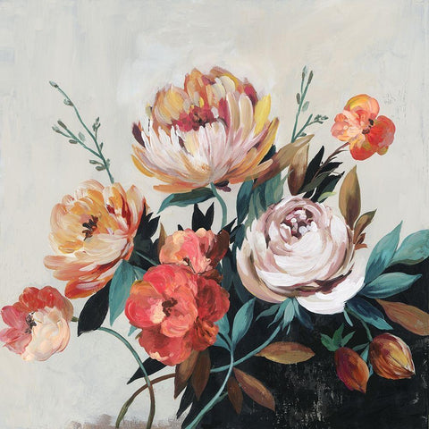 Fall Coloured Bouquet  Gold Ornate Wood Framed Art Print with Double Matting by Jensen, Asia