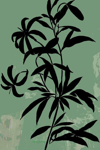 Green Silhouette I  White Modern Wood Framed Art Print with Double Matting by Jensen, Asia