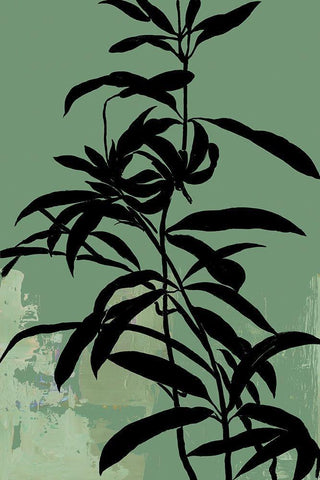 Green Silhouette II Black Ornate Wood Framed Art Print with Double Matting by Jensen, Asia