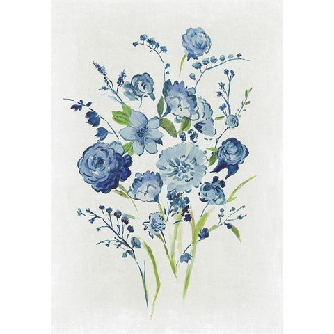 Blue Florals II Gold Ornate Wood Framed Art Print with Double Matting by Jensen, Asia