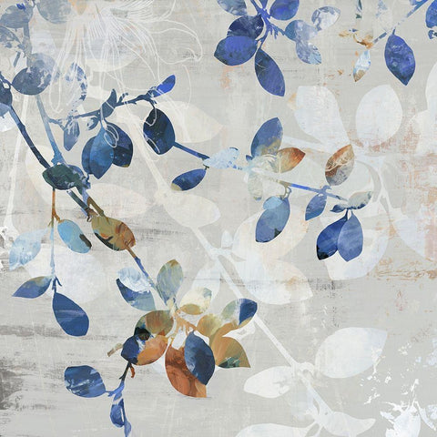 Golden Blue II White Modern Wood Framed Art Print with Double Matting by Jensen, Asia