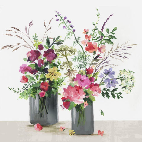 Glass Florals  Black Modern Wood Framed Art Print by Jensen, Asia