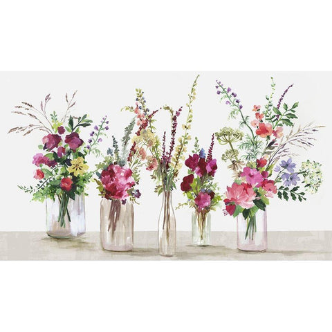 Rows of Glass Flowers  White Modern Wood Framed Art Print by Jensen, Asia