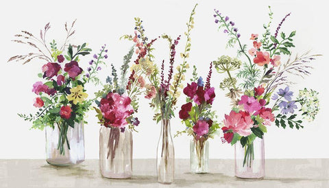 Rows of Glass Flowers  Black Ornate Wood Framed Art Print with Double Matting by Jensen, Asia