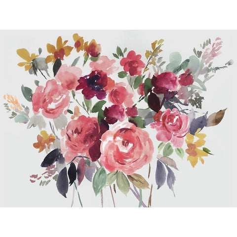 Blushing Garden  Gold Ornate Wood Framed Art Print with Double Matting by Jensen, Asia