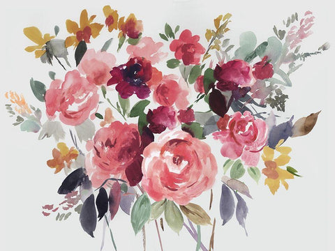 Blushing Garden  White Modern Wood Framed Art Print with Double Matting by Jensen, Asia