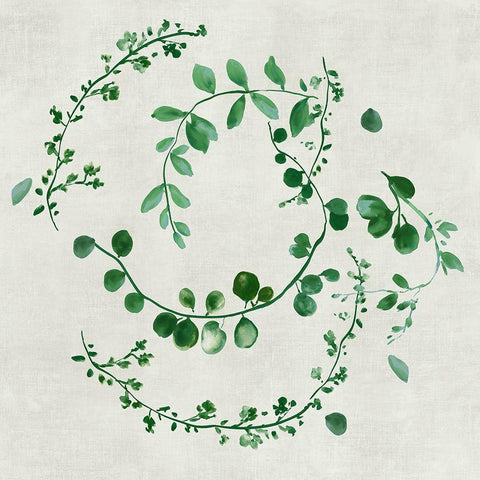 Green Vines II Black Ornate Wood Framed Art Print with Double Matting by Jensen, Asia