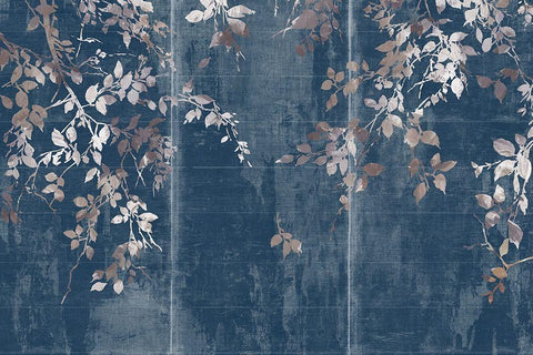 Indigo Japanese Garden  White Modern Wood Framed Art Print with Double Matting by Jensen, Asia