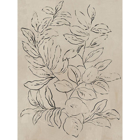 Outlined Leaves I  Gold Ornate Wood Framed Art Print with Double Matting by Jensen, Asia