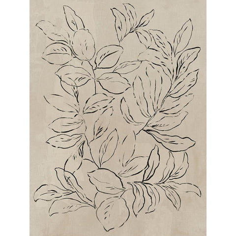 Outlined Leaves II Black Modern Wood Framed Art Print by Jensen, Asia