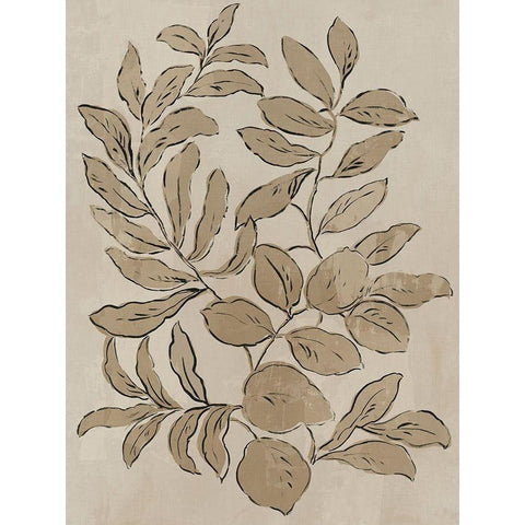 Leaves Sketches I  Black Modern Wood Framed Art Print by Jensen, Asia