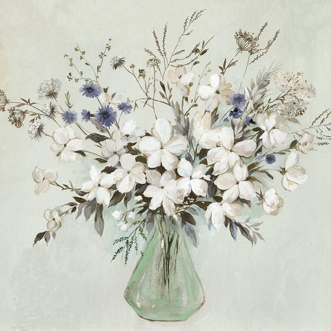 Field Bouqet  White Modern Wood Framed Art Print with Double Matting by Jensen, Asia