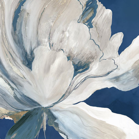 Butterfly Flower I Blue Version White Modern Wood Framed Art Print with Double Matting by Jensen, Asia