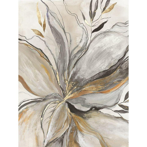Gold Charcole Flower I  White Modern Wood Framed Art Print by Jensen, Asia