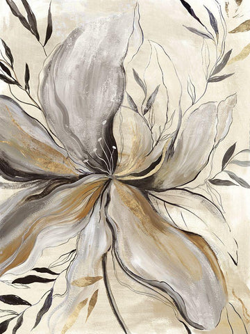 Gold Charcole Flower II Black Ornate Wood Framed Art Print with Double Matting by Jensen, Asia