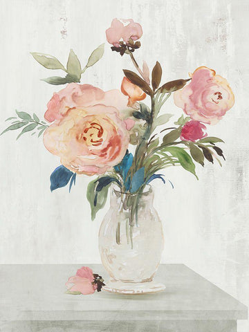 Fresh Roses I  White Modern Wood Framed Art Print with Double Matting by Jensen, Asia