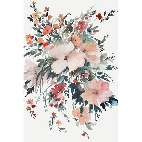 Farmhouse Florals I  White Modern Wood Framed Art Print by Jensen, Asia