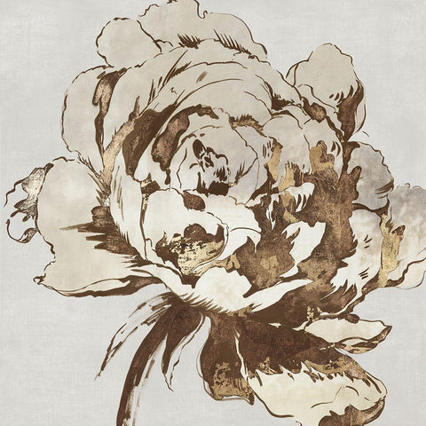 Golden Flower I  Black Ornate Wood Framed Art Print with Double Matting by Jensen, Asia