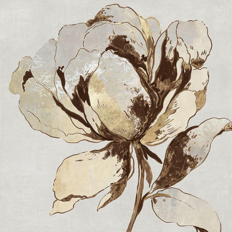 Golden Flower II Black Modern Wood Framed Art Print with Double Matting by Jensen, Asia