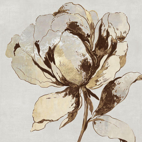 Golden Flower II White Modern Wood Framed Art Print with Double Matting by Jensen, Asia