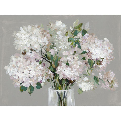 Pink Hydrangea  Gold Ornate Wood Framed Art Print with Double Matting by Jensen, Asia