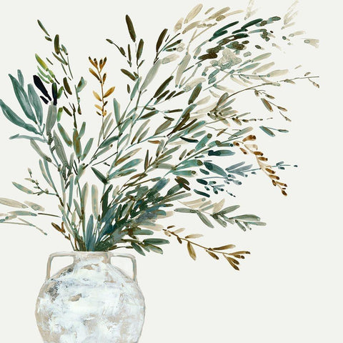 Vase of Grass I  Gold Ornate Wood Framed Art Print with Double Matting by Jensen, Asia