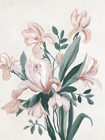 Pink Orchids  Black Ornate Wood Framed Art Print with Double Matting by Jensen, Asia