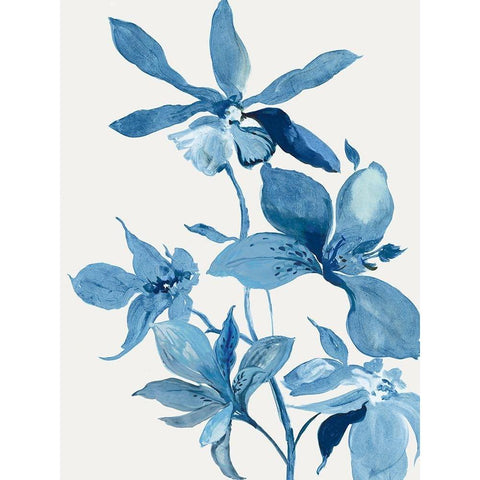 Blue Orchid I  Black Modern Wood Framed Art Print with Double Matting by Jensen, Asia