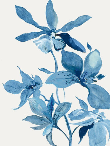Blue Orchid I  White Modern Wood Framed Art Print with Double Matting by Jensen, Asia