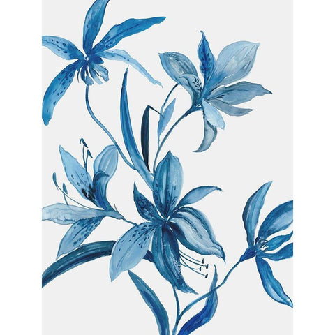 Blue Orchid II  Gold Ornate Wood Framed Art Print with Double Matting by Jensen, Asia