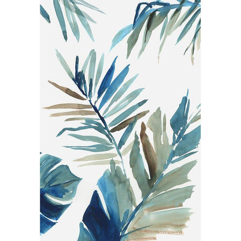 Blue Tropical Heat I  Black Modern Wood Framed Art Print with Double Matting by Jensen, Asia