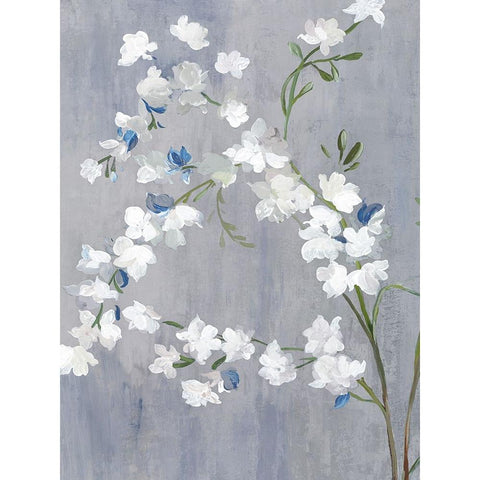 Blue White Blossoms I Gold Ornate Wood Framed Art Print with Double Matting by Jensen, Asia