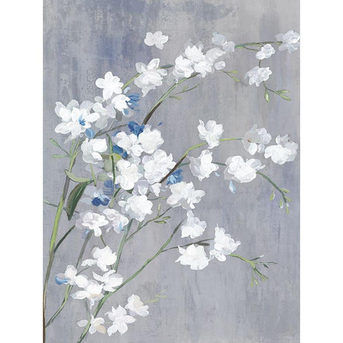 Blue White Blossoms II Gold Ornate Wood Framed Art Print with Double Matting by Jensen, Asia