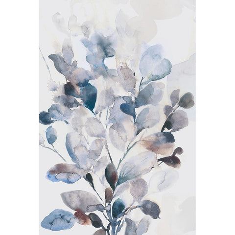 Blue Boho Leaves I White Modern Wood Framed Art Print by Jensen, Asia