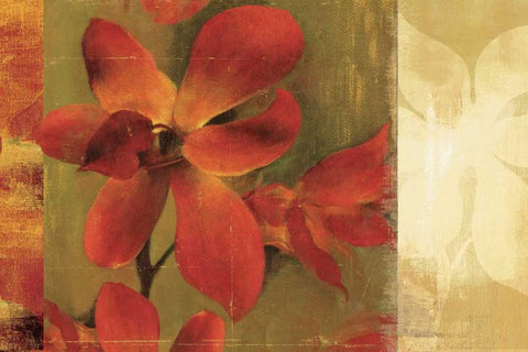 Crimson Garden  Black Ornate Wood Framed Art Print with Double Matting by Jensen, Asia