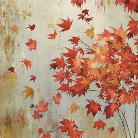 Crimson Foliage White Modern Wood Framed Art Print with Double Matting by Jensen, Asia