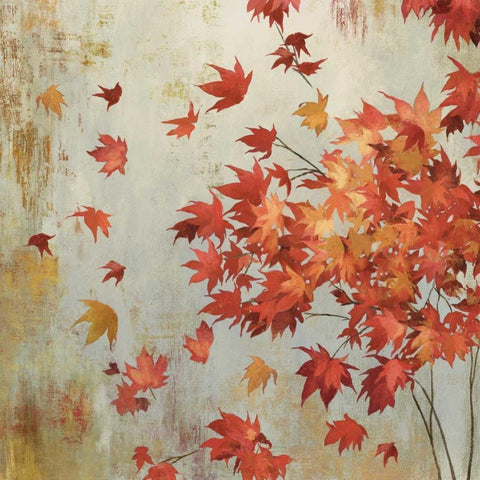 Crimson Foliage Black Modern Wood Framed Art Print by Jensen, Asia